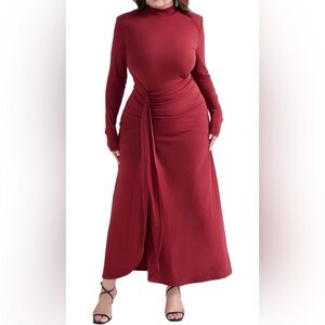 Chic Long Sleeve Burgundy Dress